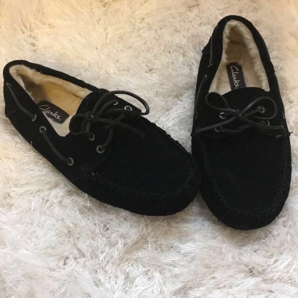 clarks black moccasins